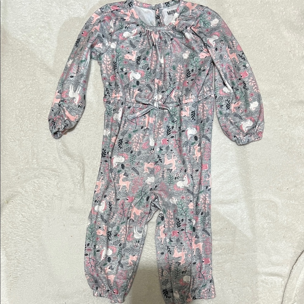 Adorable Pink and Gray Baby Romper / Jumpsuit